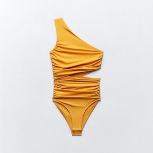 Zara One-Shoulder Orange Bodysuit